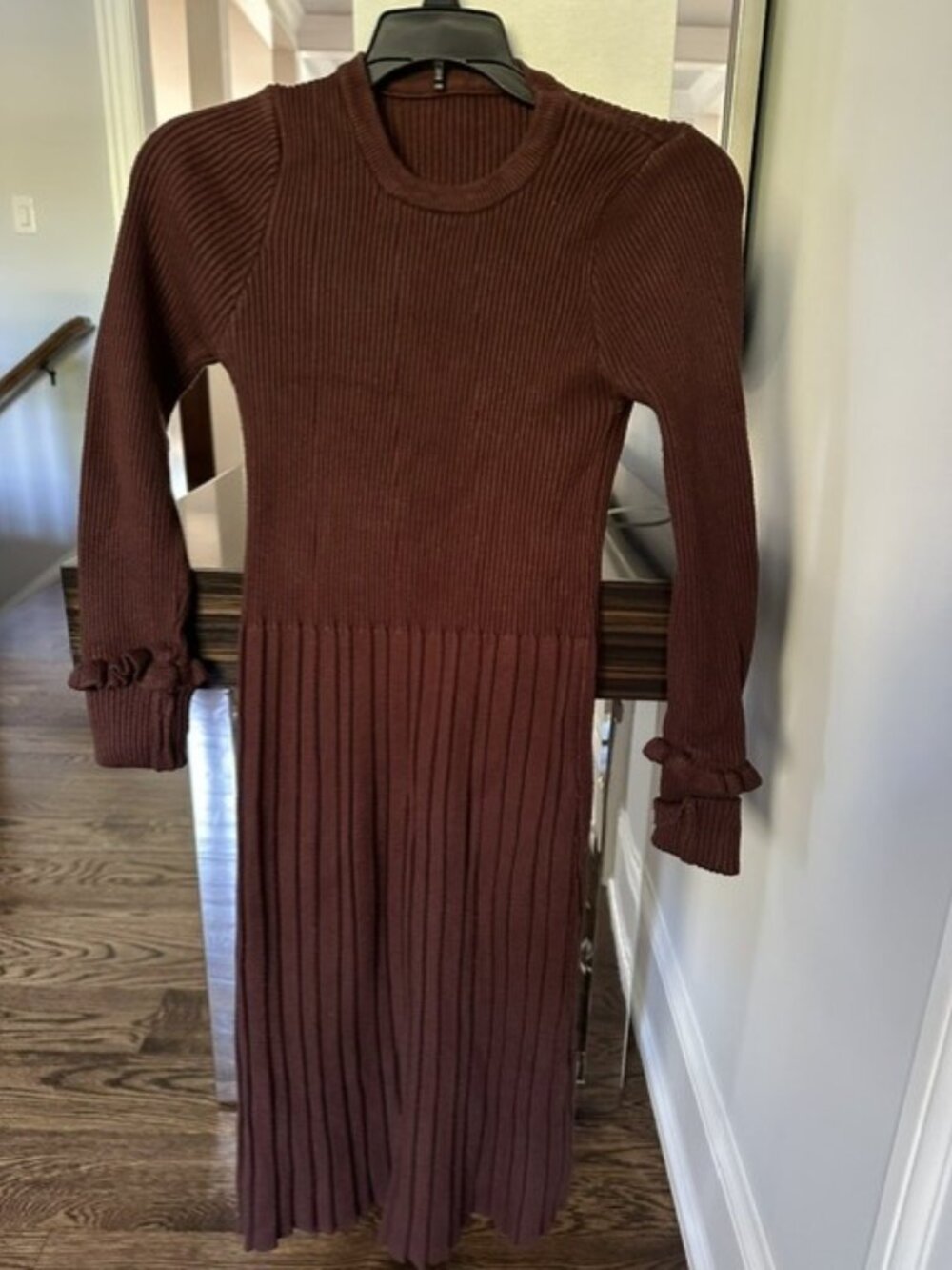 Brown Knit Midi Dress XS